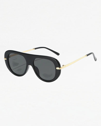Black & Gold Oval UV400 Sunglasses for Women
