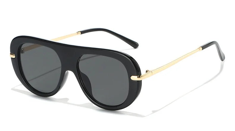 Black & Gold Oval UV400 Sunglasses for Women