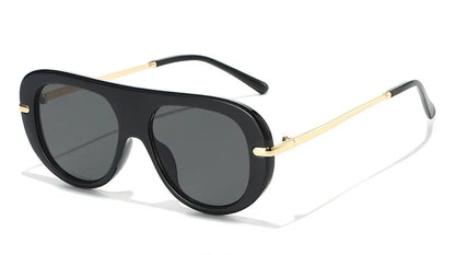 Black & Gold Oval UV400 Sunglasses for Women