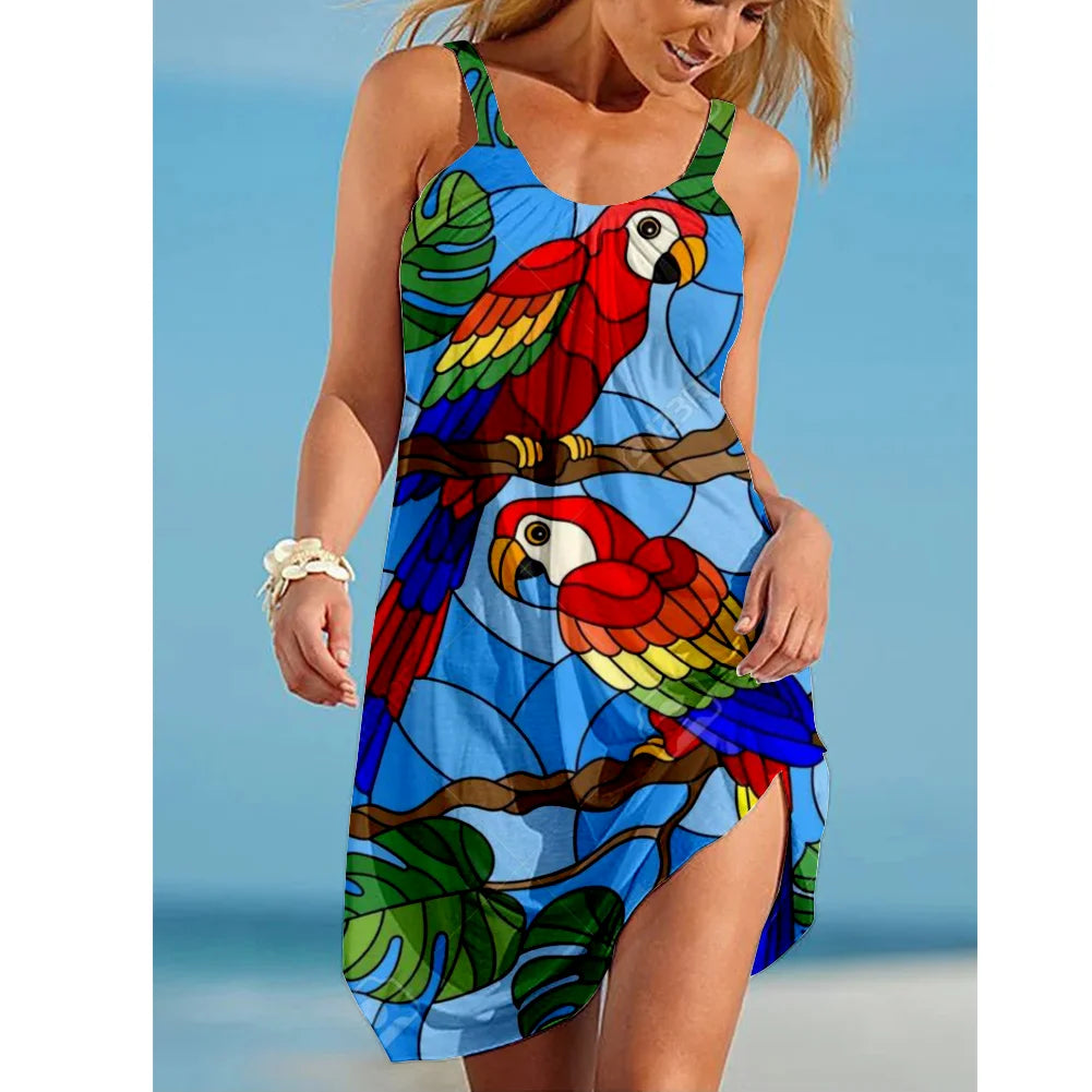ZUPHAR™ Tropical Print Sleeveless Beach Dress