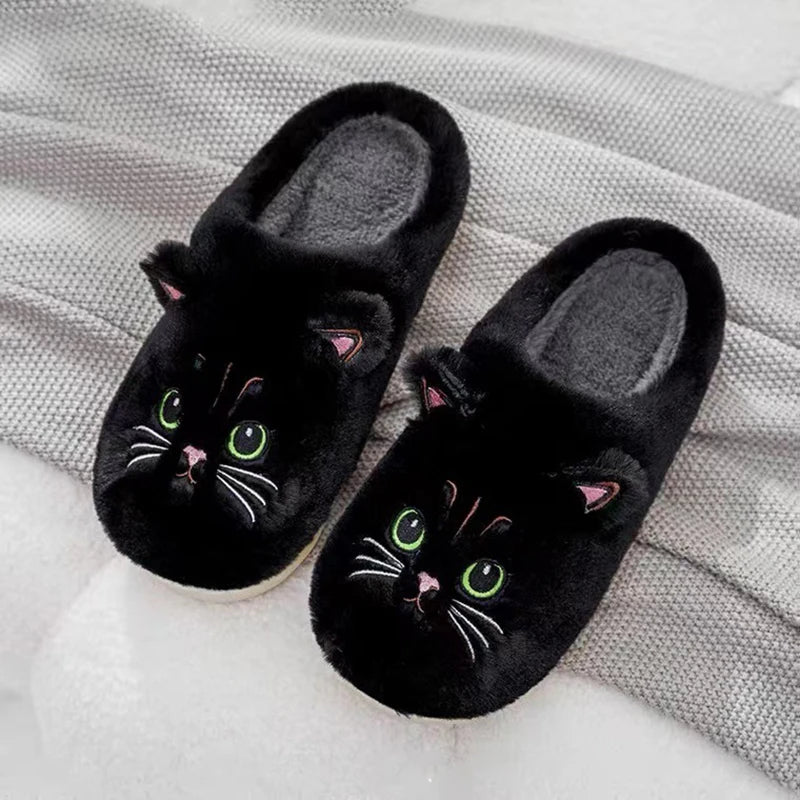 ZUPHAR™ pink cat plush slippers – soft non-slip indoor house shoes
