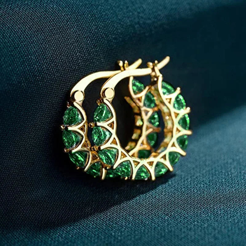 ZUPHAR Luxury Full Zirconia Hoop Earrings – Gold Stainless Steel