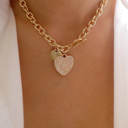 Women’s Layered Gold-Tone Heart & Coin Pendant Necklace