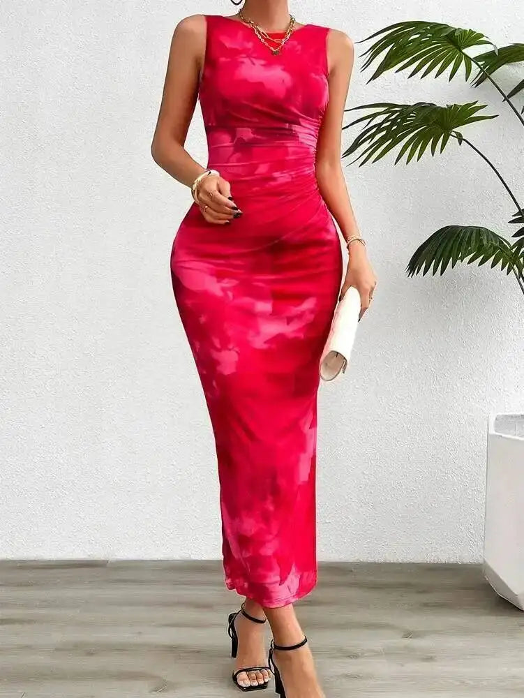 Abstract Print Sleeveless Dress