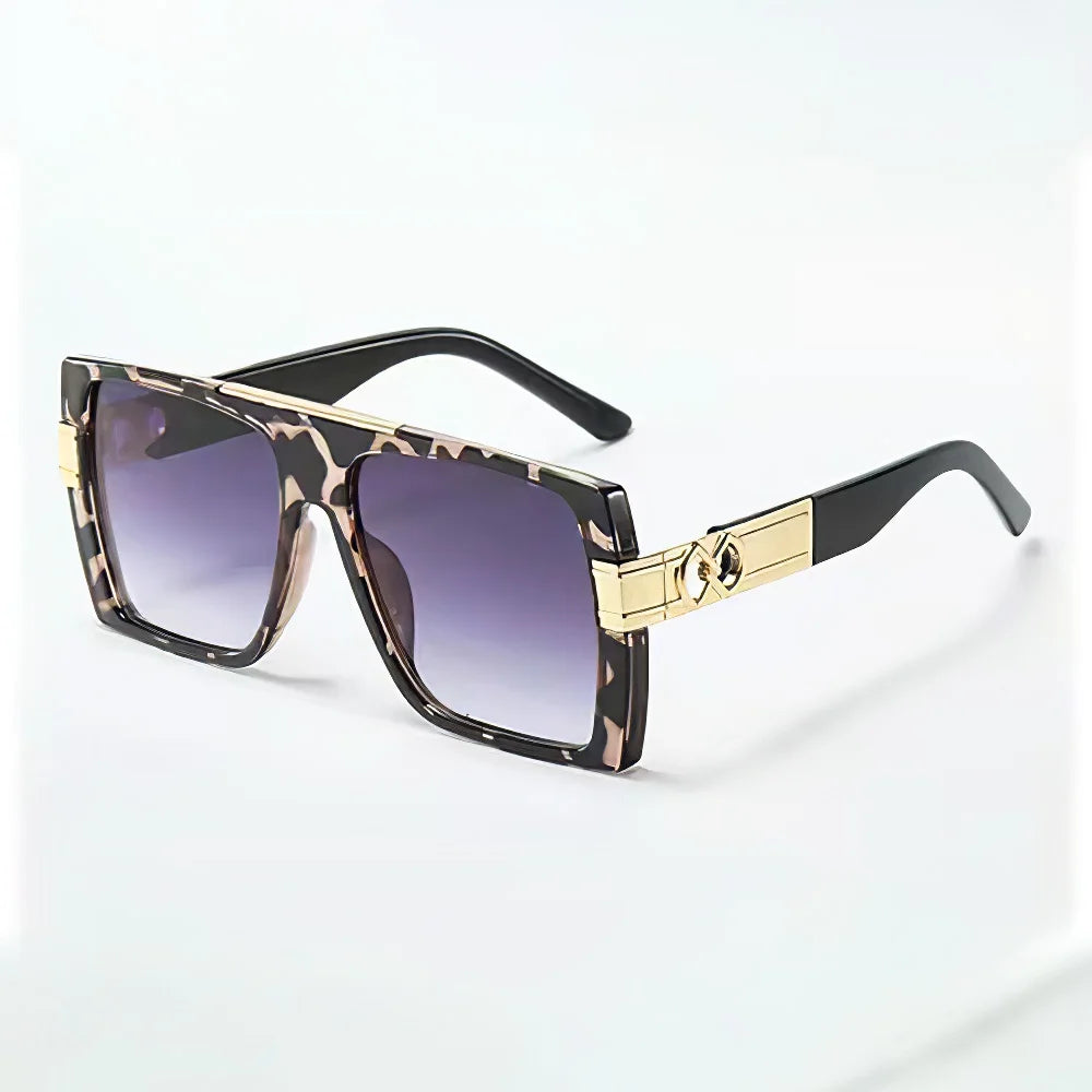 Vintage Square Sunglasses for Women - Gold Decoration | UV400 Anti-Reflective