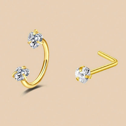 ZUPHAR CZ Nose Rings & Studs Set – Stainless Steel Body Jewelry 18G