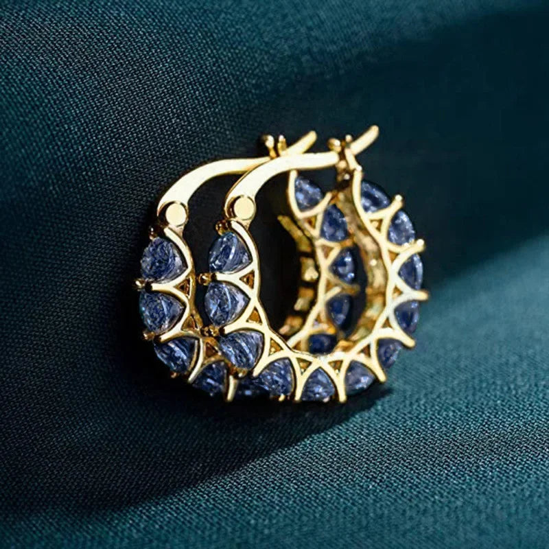 ZUPHAR Luxury Full Zirconia Hoop Earrings – Gold Stainless Steel