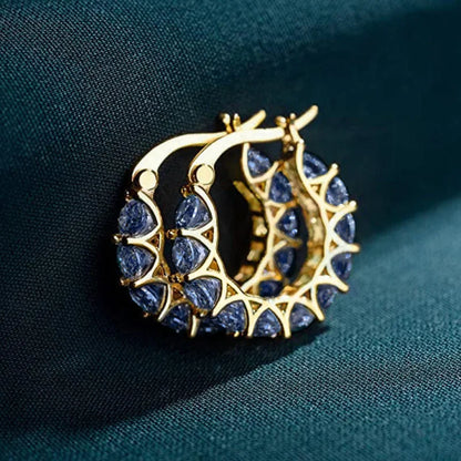 ZUPHAR Luxury Full Zirconia Hoop Earrings – Gold Stainless Steel