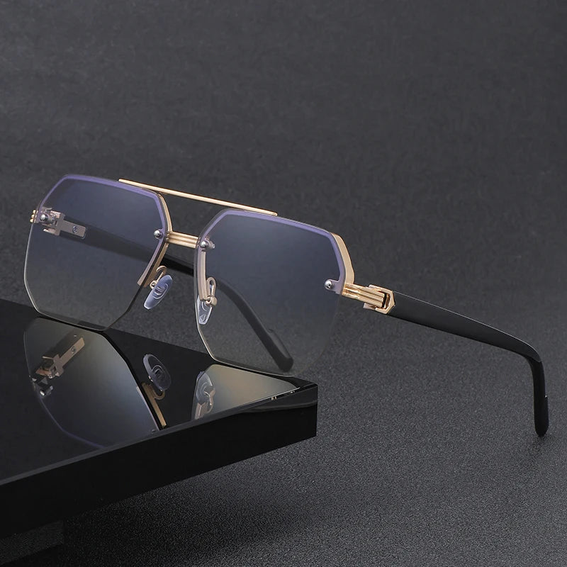 Rimless Rectangle Sunglasses — UV400 | Unisex | Women & Men