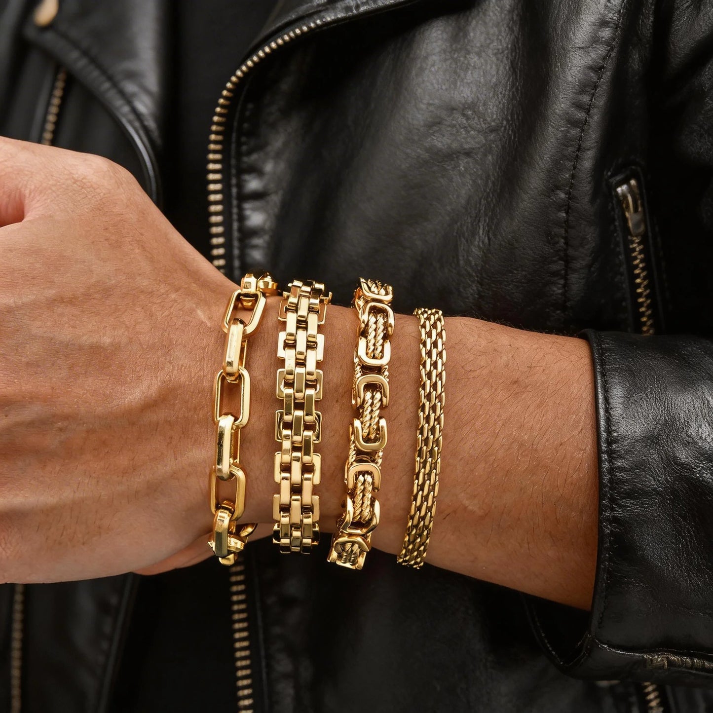 ZUPHAR Bold Gold Chain Bracelet for Men – Stainless Steel Streetwear