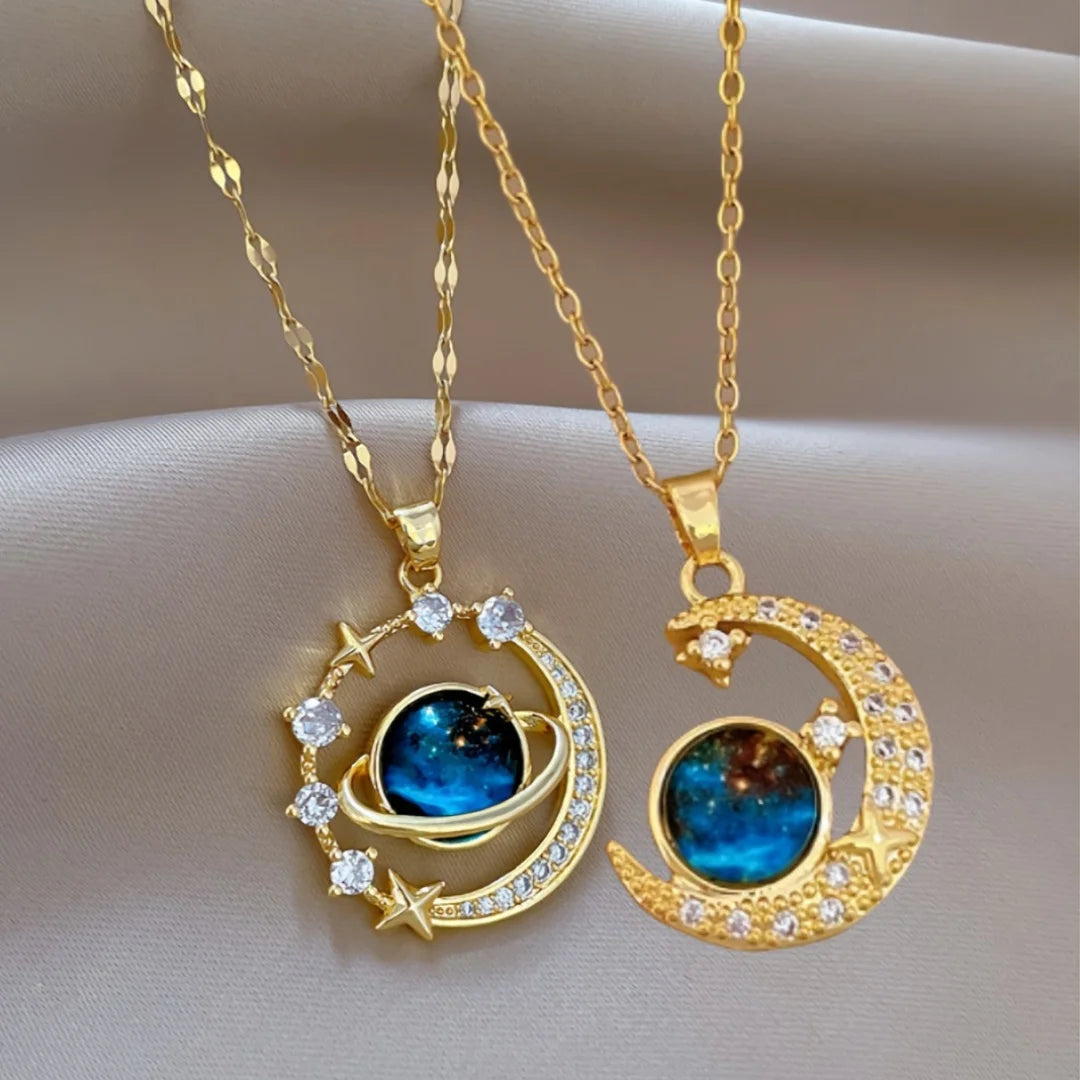 Celestial Sun & Moon Pendant Necklace