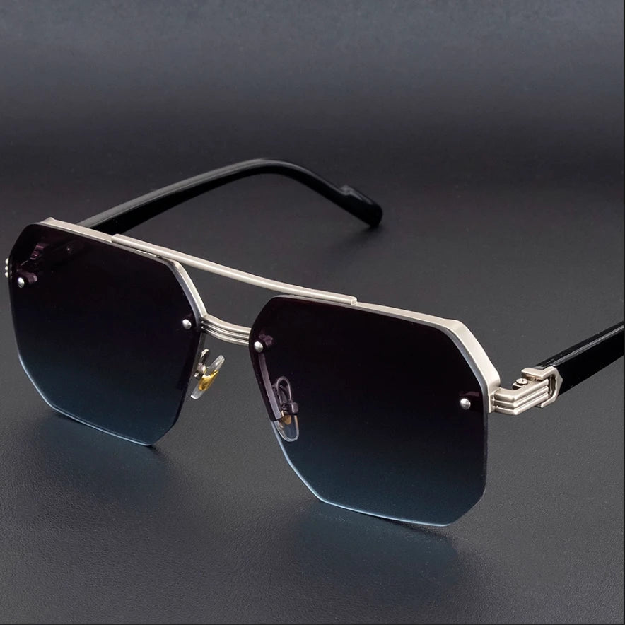 Men's Polarized Lens Sunglasses — UV Protection, Half Frame, Gradient