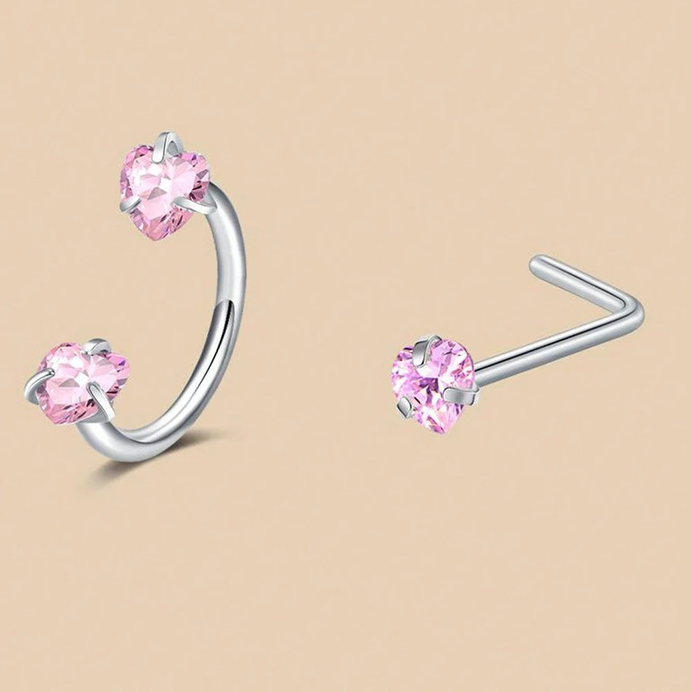 ZUPHAR CZ Nose Rings & Studs Set – Stainless Steel Body Jewelry 18G