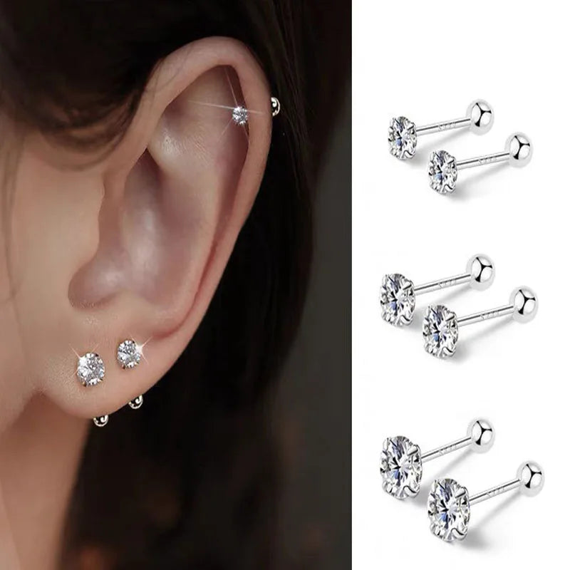 ZUPHAR™ 3-Pair Zirconia Stud Earrings Set