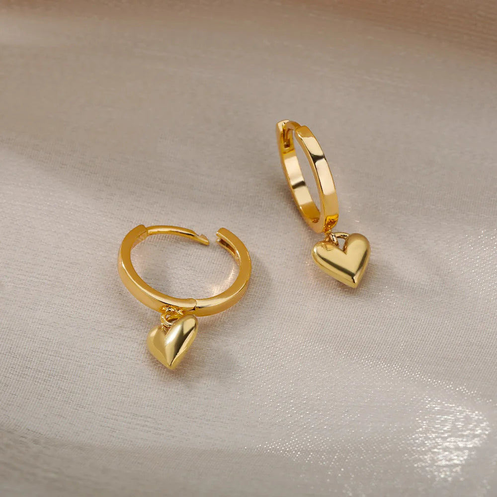 ZUPHAR Heart Stud Earrings — Stainless Steel, Gold & Silver