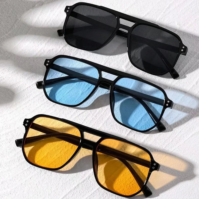 Lunettes de soleil vintage homme femme, grandes lunettes de soleil carrées homme, marque de créateur, lunettes de soleil unisexes, verres noirs, lunettes de soleil homme femme UV400