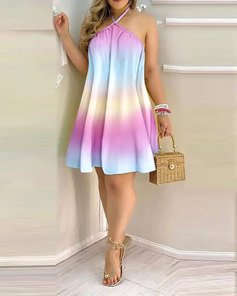 ZUPHAR™ Tropical Backless Mini Dress – Sleeveless Summer Beach Dress