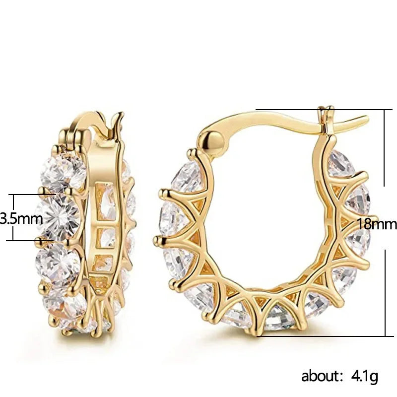 ZUPHAR Luxury Full Zirconia Hoop Earrings – Gold Stainless Steel
