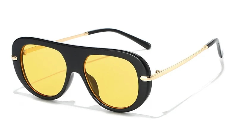 Black & Gold Oval Sunglasses