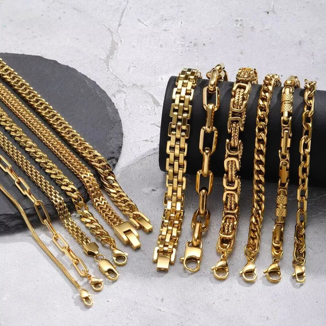 ZUPHAR Bold Gold Chain Bracelet for Men – Stainless Steel Streetwear