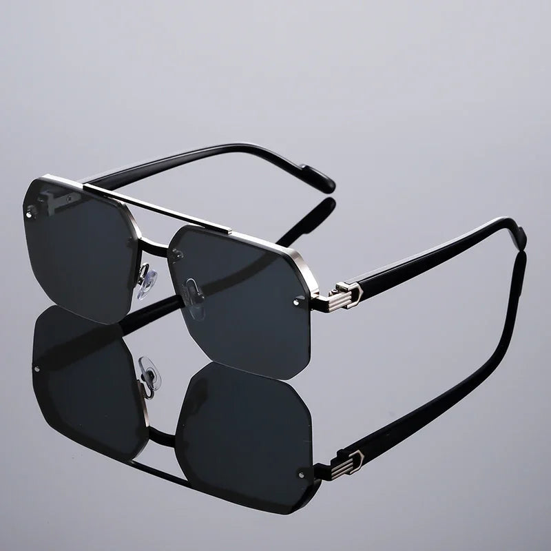 Square Semi-Rimless Sunglasses — UV400, All-Season, All Face Shapes | ZUPHAR