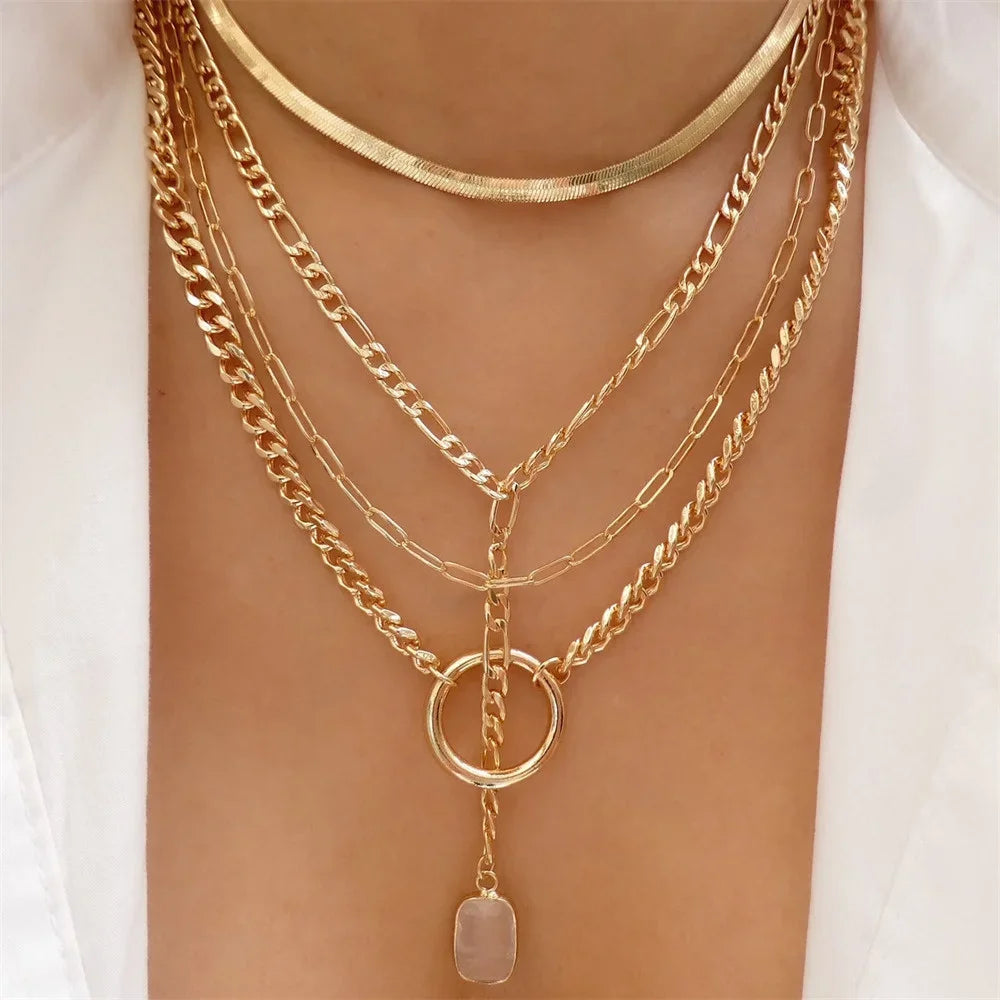 Women’s Layered Gold-Tone Heart & Coin Pendant Necklace