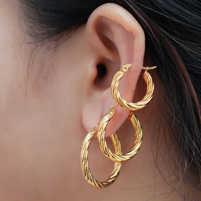 ZUPHAR Twist Circle Hoop Earrings Set – Stainless Steel Geometric Jewelry