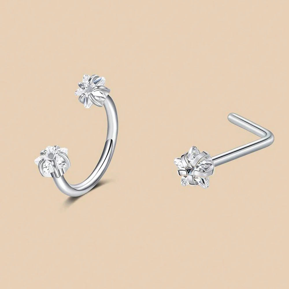 ZUPHAR CZ Nose Rings & Studs Set – Stainless Steel Body Jewelry 18G