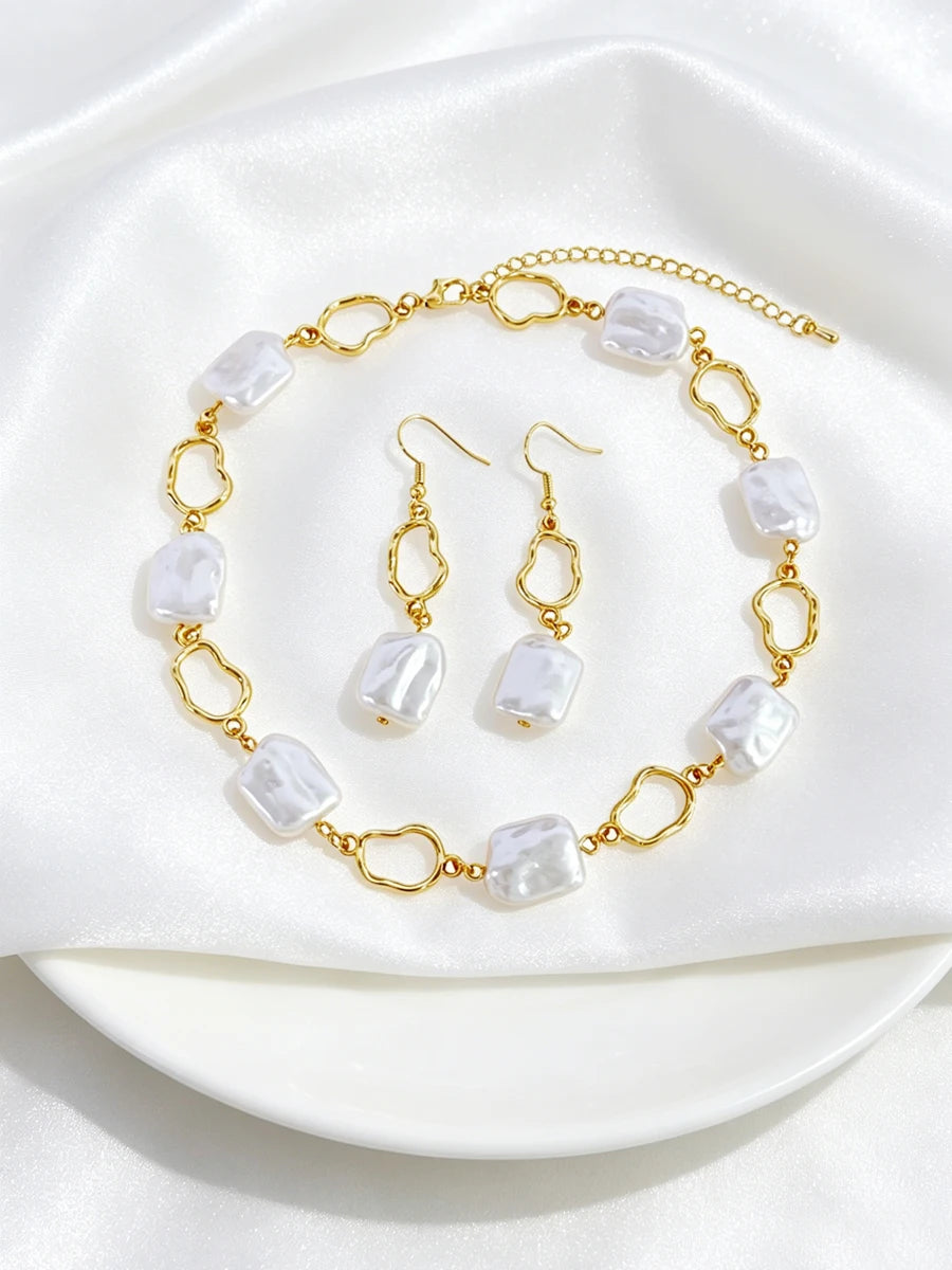 Gold-Tone Simulated Pearl Jewelry Set