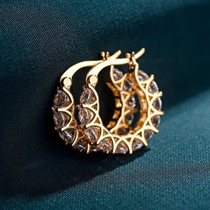 ZUPHAR Luxury Full Zirconia Hoop Earrings – Gold Stainless Steel