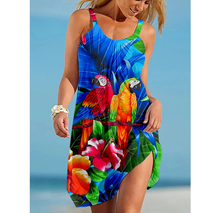 ZUPHAR™ Tropical Print Sleeveless Beach Dress
