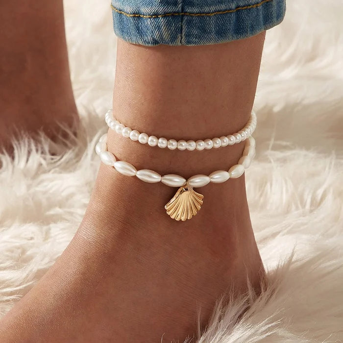 ZUPHAR Sparkling Anklet Set | 3-Piece Zircon Heart & Multilayer Chain