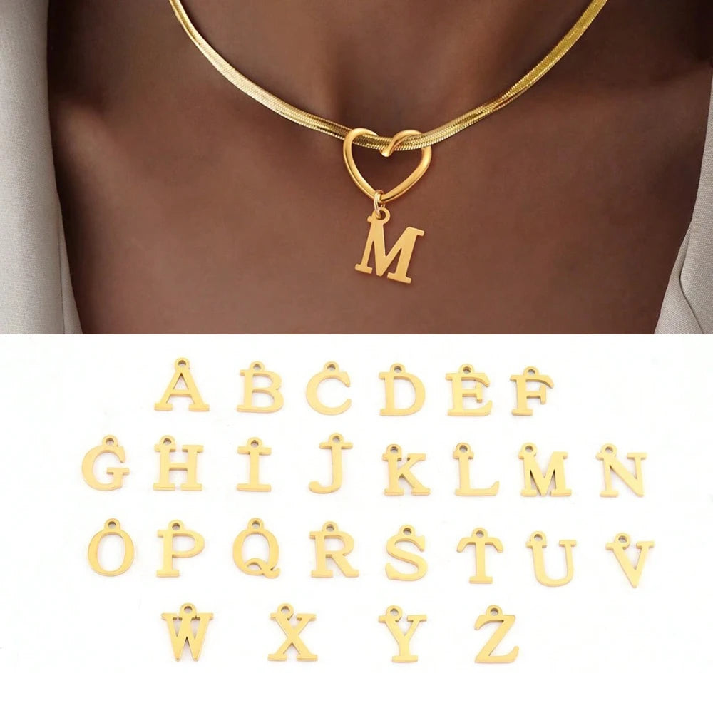 ZUPHAR Initial Heart Letter Necklace – Gold & Silver Stainless Steel