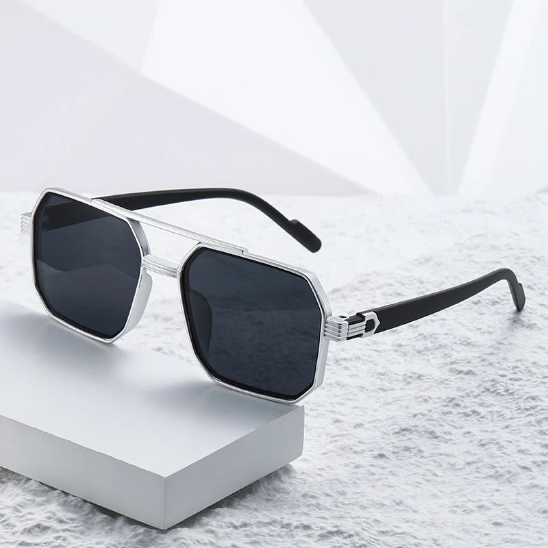 ZUPHAR 3-Pack Retro Square Sunglasses — Double Beam Metal Frame, Gradient Lenses, Anti-UV