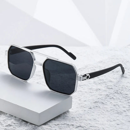 ZUPHAR 3-Pack Retro Square Sunglasses — Double Beam Metal Frame, Gradient Lenses, Anti-UV