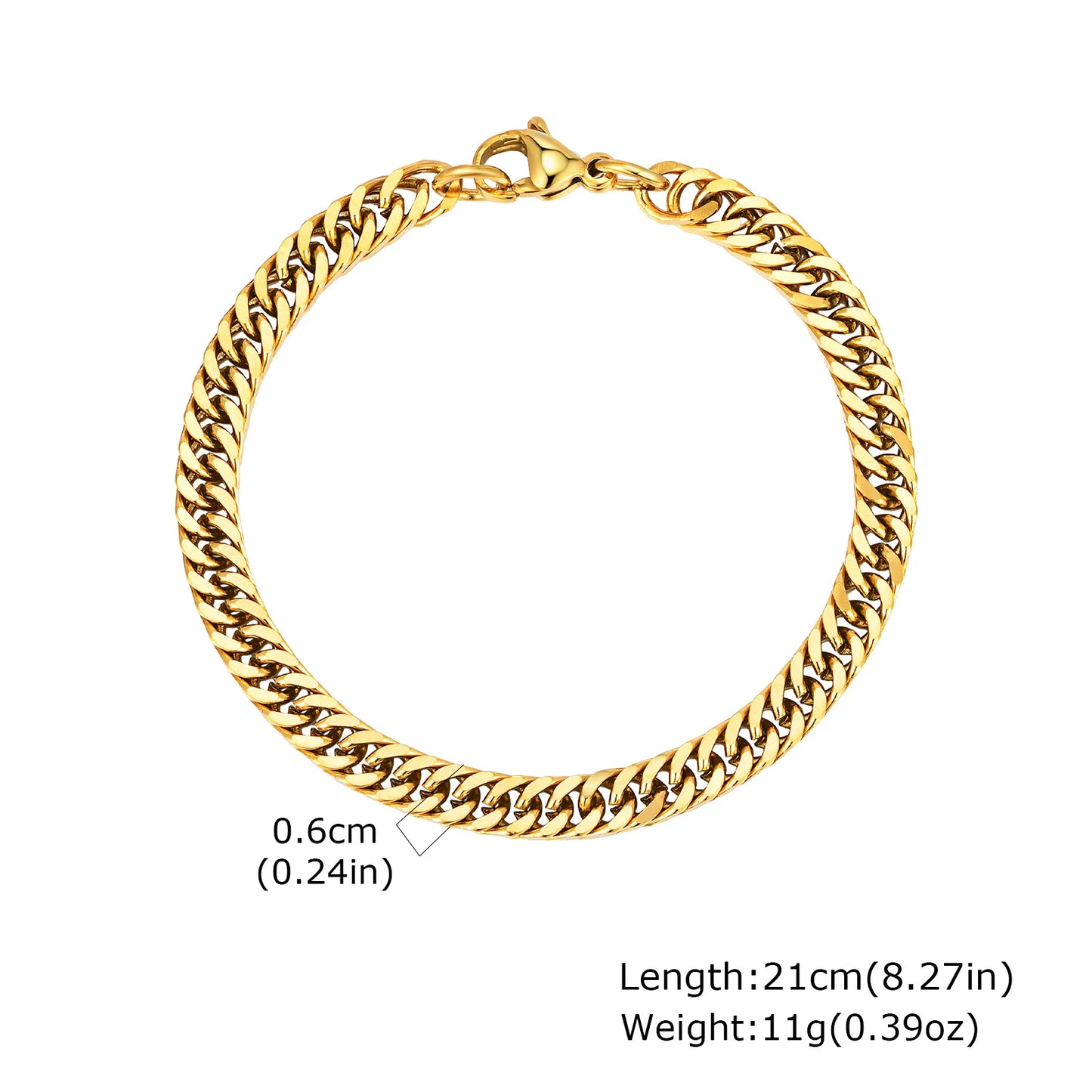 ZUPHAR Bold Gold Chain Bracelet for Men – Stainless Steel Streetwear