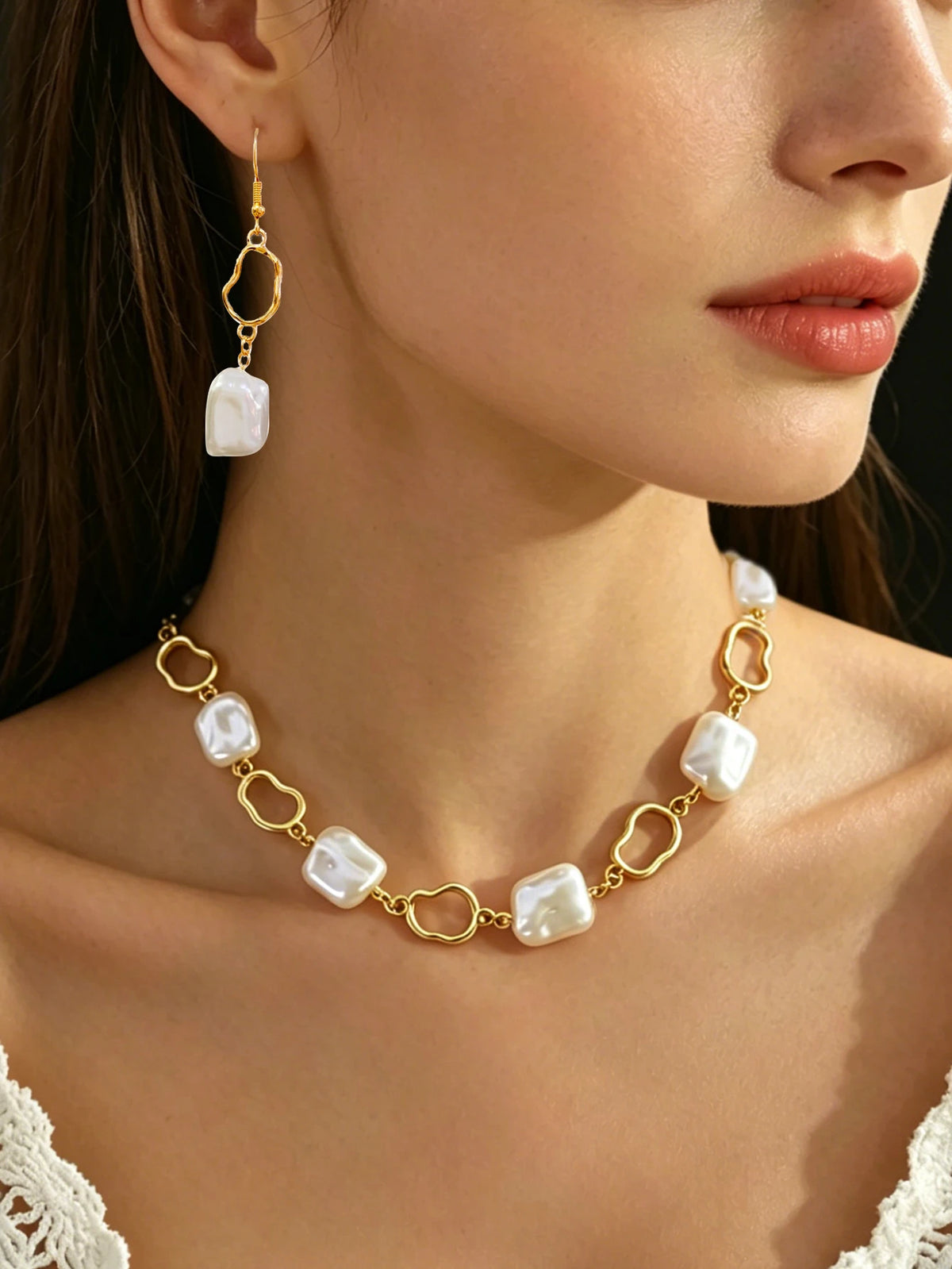 Gold-Tone Simulated Pearl Jewelry Set