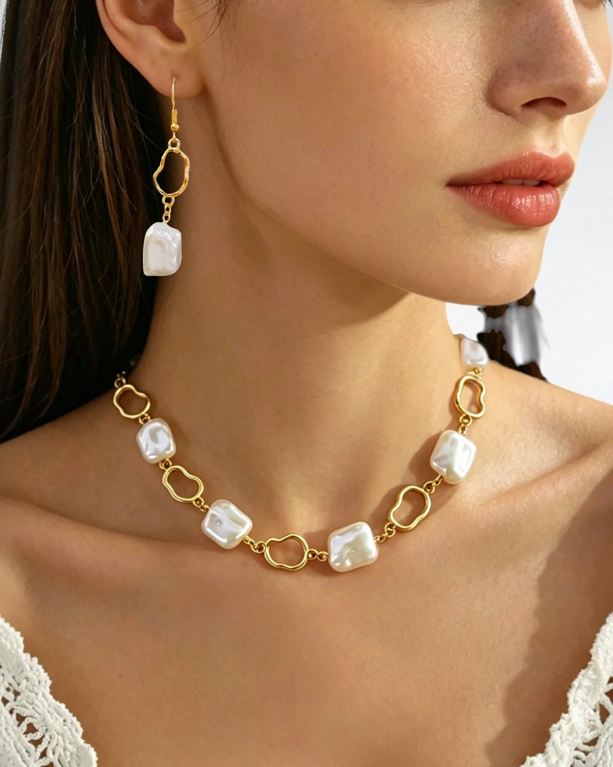 Gold-Tone Simulated Pearl Jewelry Set