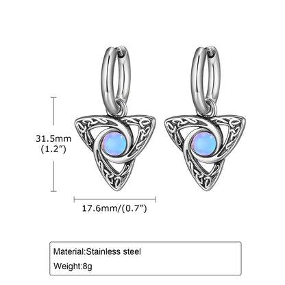 ZUPHAR Moonstone Stainless Steel Hoop Earrings – Waterproof, Hypoallergenic, Men's Hip Hop Jewelry