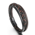 ZUPHAR™ Bracelet tressé en cuir pour homme – Fermoir en acier inoxydab