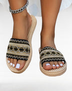 ZUPHAR™ Boho Beaded Platform Slides – Women’s Summer Flat Sandals