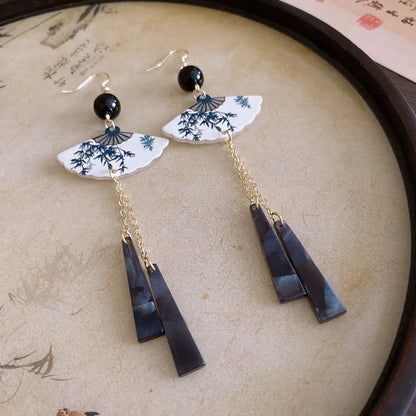 ZUPHAR™ Vintage Fan Drop Earrings – Elegant Acrylic Tassel Earrings