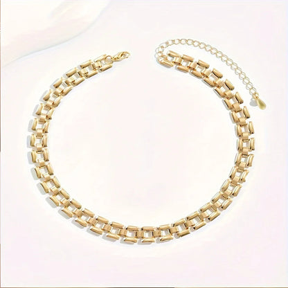 Women's Gold-Tone Geometric Link Necklace & Drop Earrings