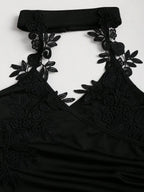 Women’s Lace Wide-Leg Jumpsuit with High Waist