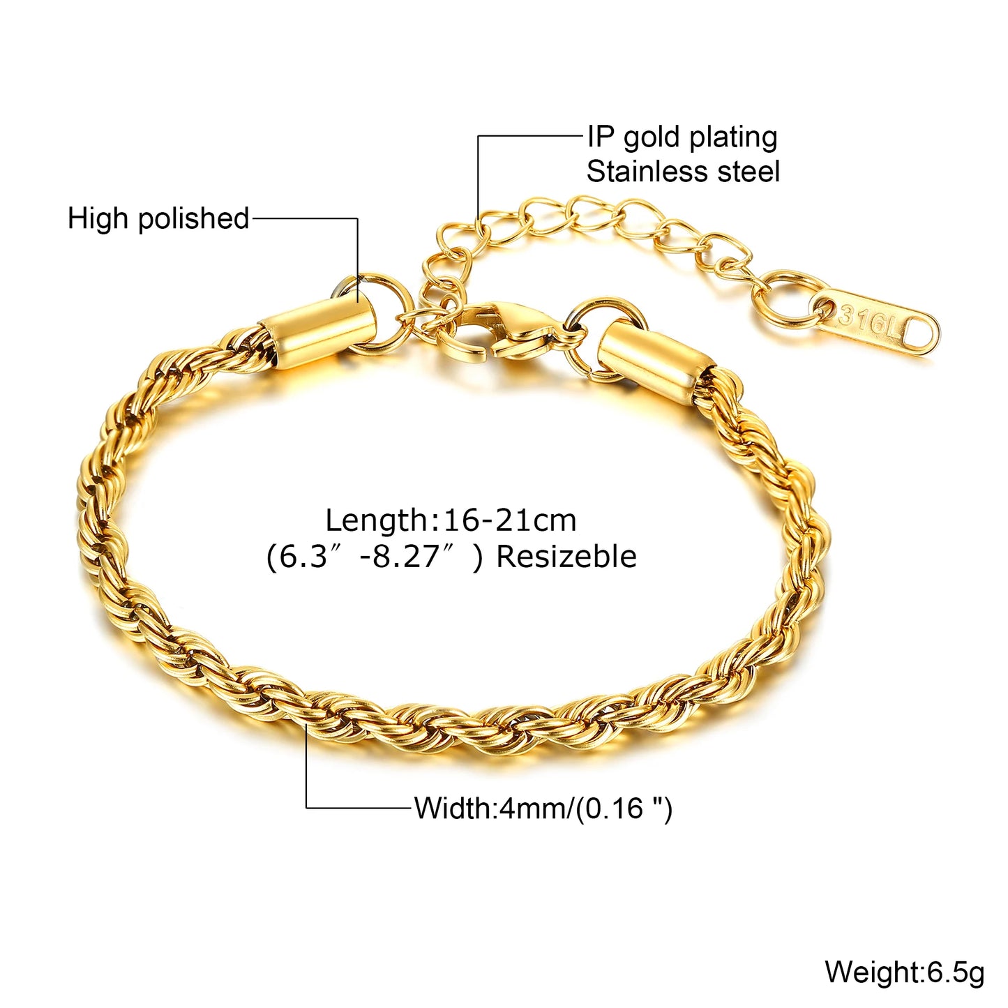 ZUPHAR Bold Gold Chain Bracelet for Men – Stainless Steel Streetwear