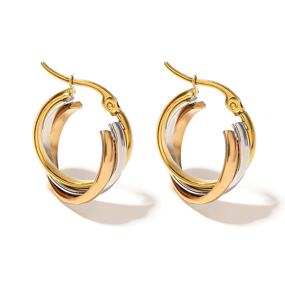 ZUPHAR™ Twisted U-Shape Hoop Earrings – Waterproof Stainless Steel for Women