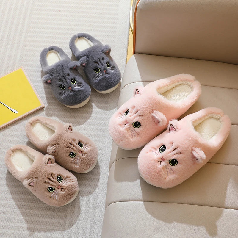 ZUPHAR™ black cat plush slippers – warm plush indoor footwear