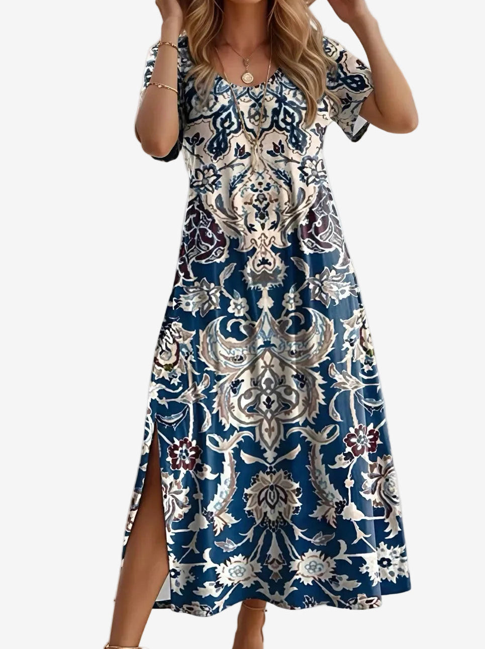 ZUPHAR™ Printed V-Neck Summer Maxi Dress