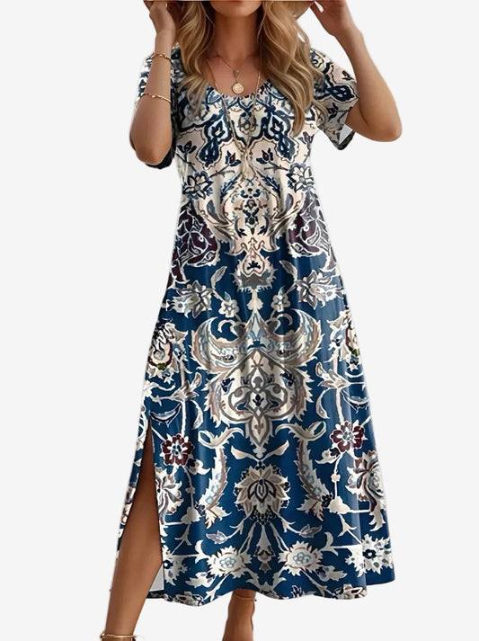 ZUPHAR™ Printed V-Neck Summer Maxi Dress