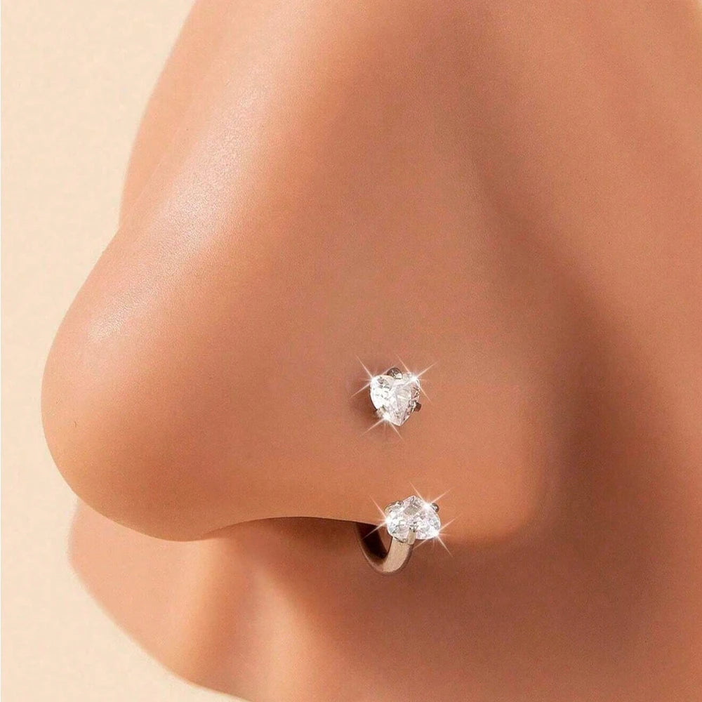 ZUPHAR CZ Nose Rings & Studs Set – Stainless Steel Body Jewelry 18G